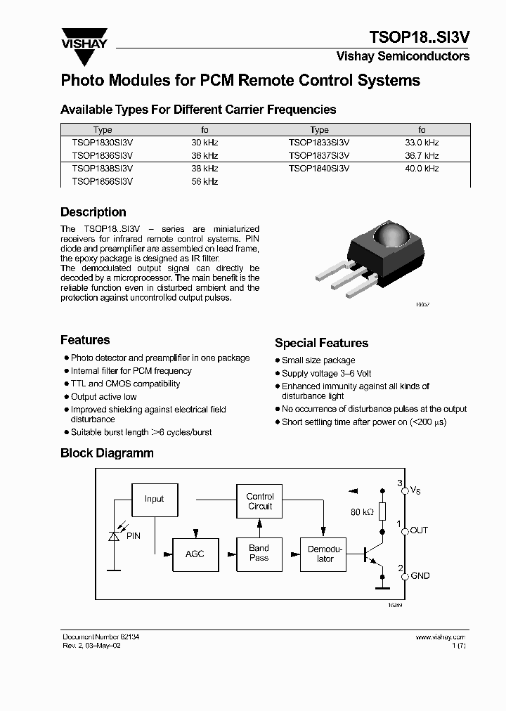 TSOP18SI3V_1232736.PDF Datasheet
