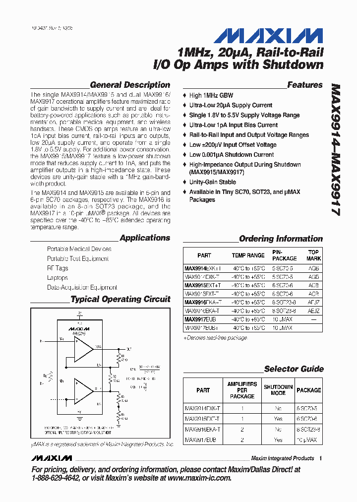 MAX9914EXKT_1208365.PDF Datasheet