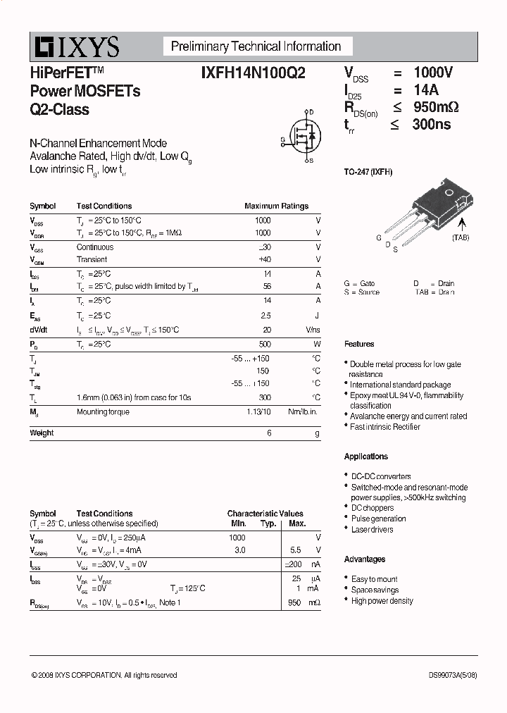 IXFH14N100Q208_1209513.PDF Datasheet