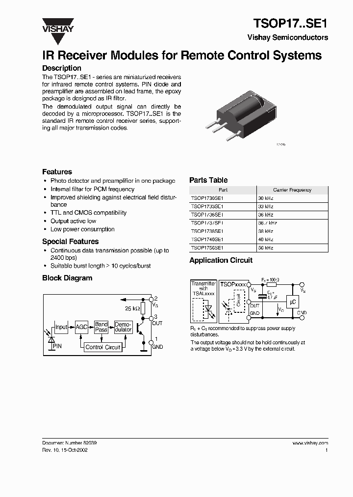 TSOP17SE1_1232732.PDF Datasheet