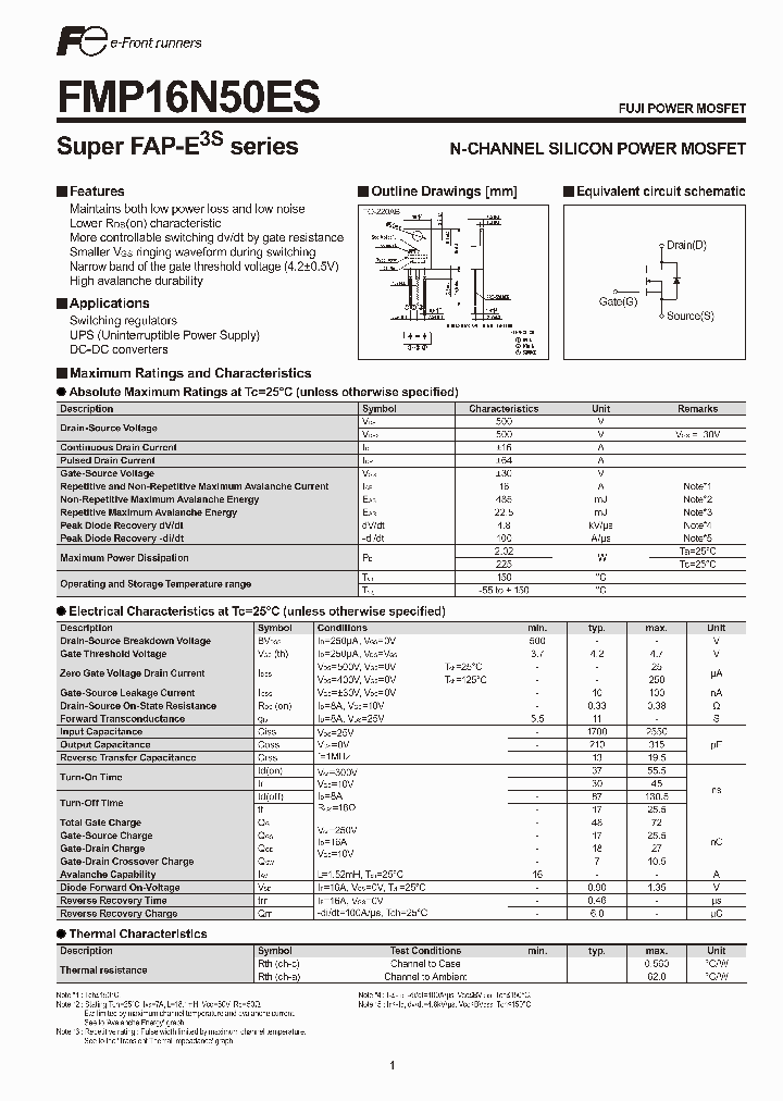 FMP16N50ES_1213542.PDF Datasheet