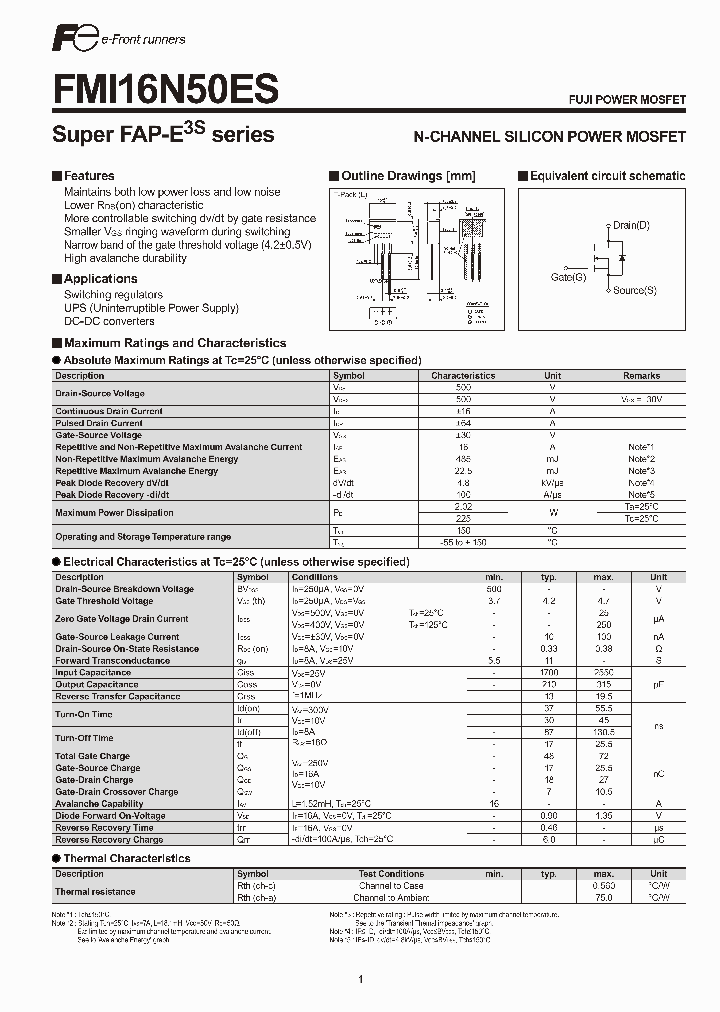 FMI16N50ES_1213540.PDF Datasheet