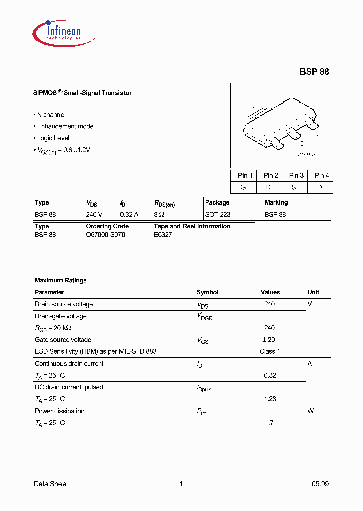 BSP88_1236756.PDF Datasheet