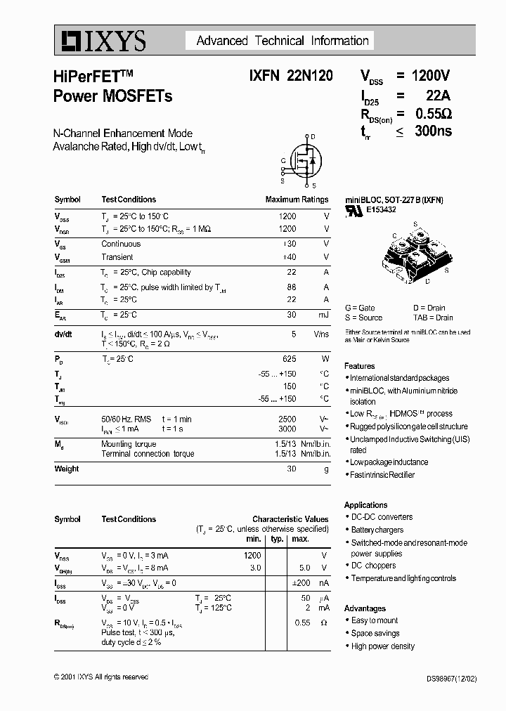 IXFN22N120_1217860.PDF Datasheet