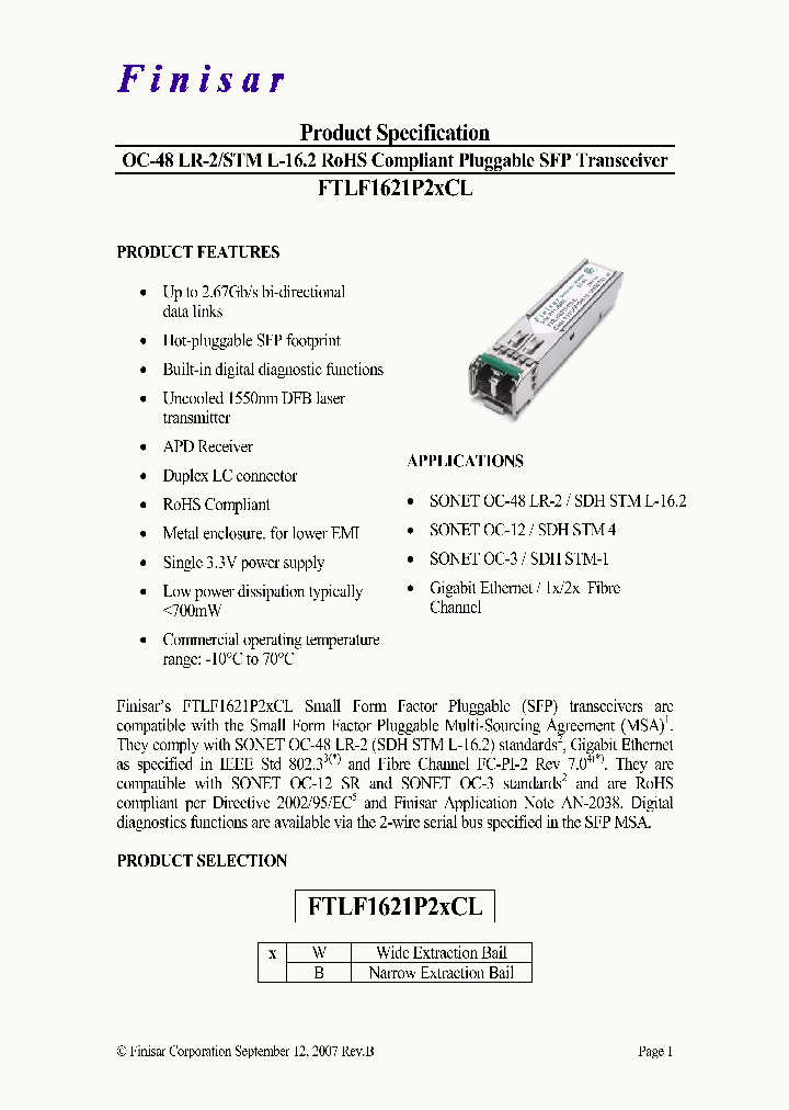 FTLF1621P2BCL_1230524.PDF Datasheet