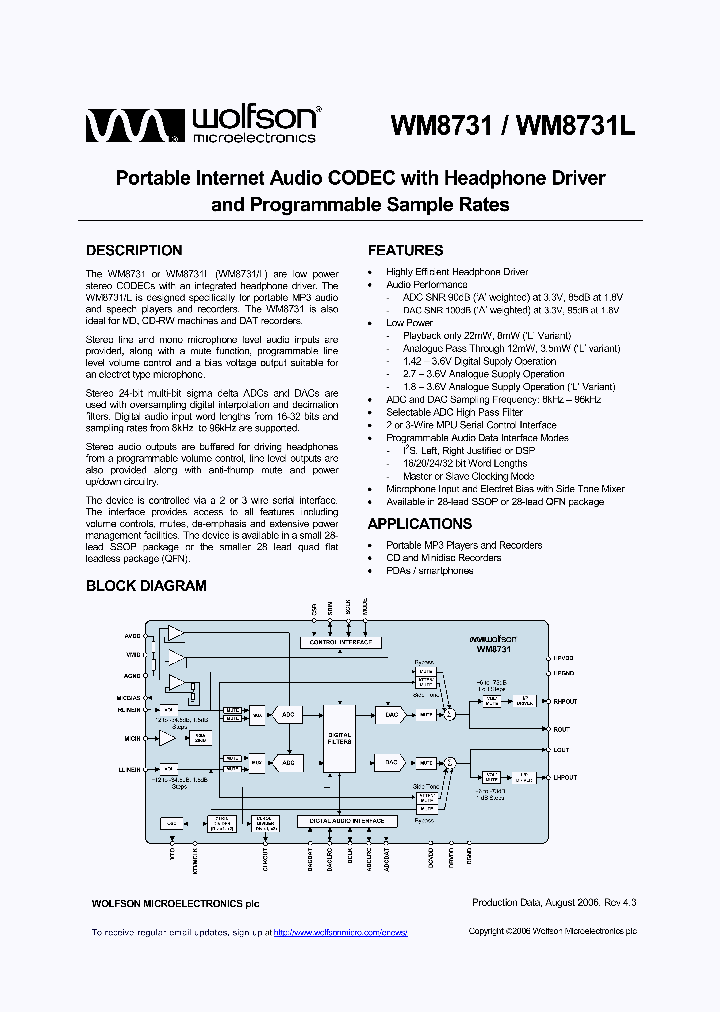 WM8731SEDSR_1236710.PDF Datasheet