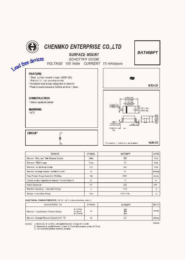 BAT46BPT_1237522.PDF Datasheet