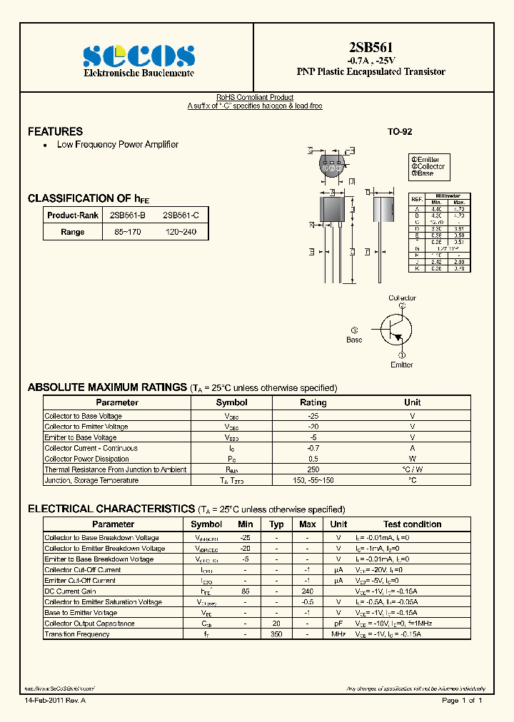 2SB561_1236461.PDF Datasheet