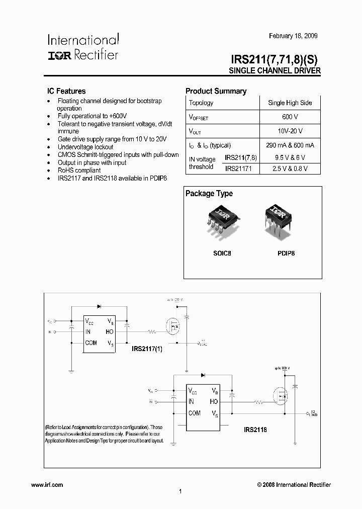 IRS21171SPBF_1240813.PDF Datasheet
