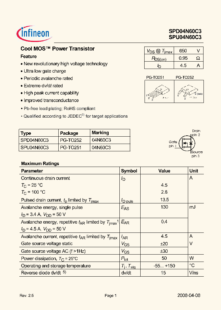 SPD04N60C308_1258492.PDF Datasheet
