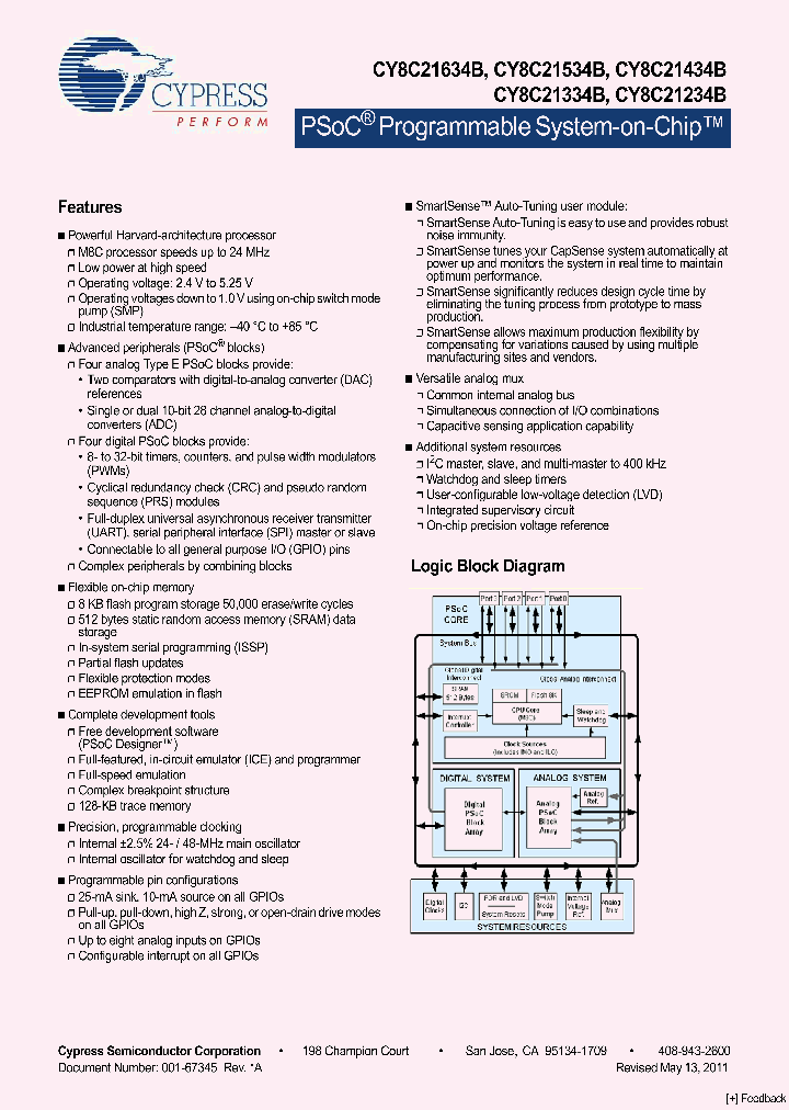 CY8C21234B_1265426.PDF Datasheet