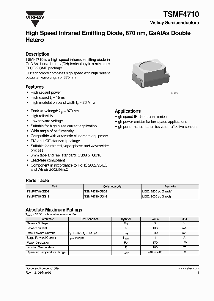 TSMF4710-GS08_1271285.PDF Datasheet