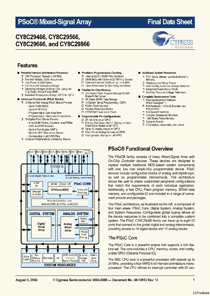 CY8C29566-24AXIT_1280241.PDF Datasheet