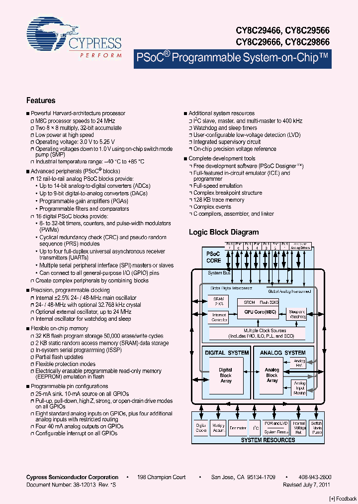 CY8C29466_1280232.PDF Datasheet