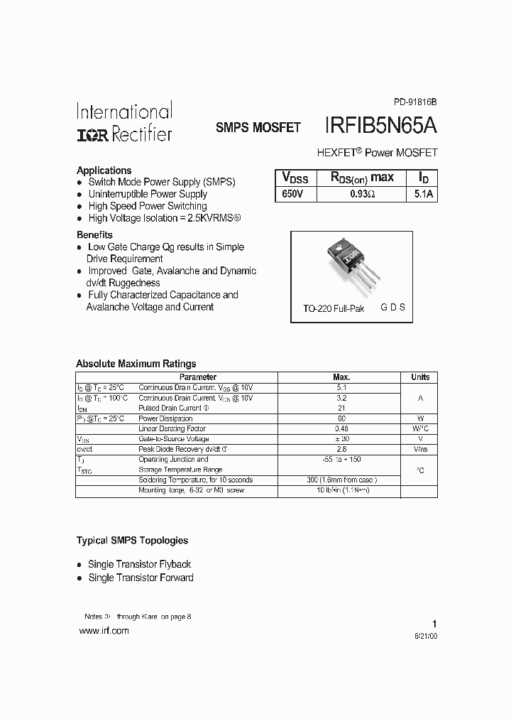 IRFIB5N65_1282094.PDF Datasheet