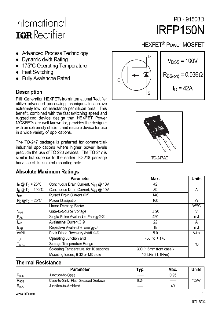 IRFP150NPBF_1284592.PDF Datasheet