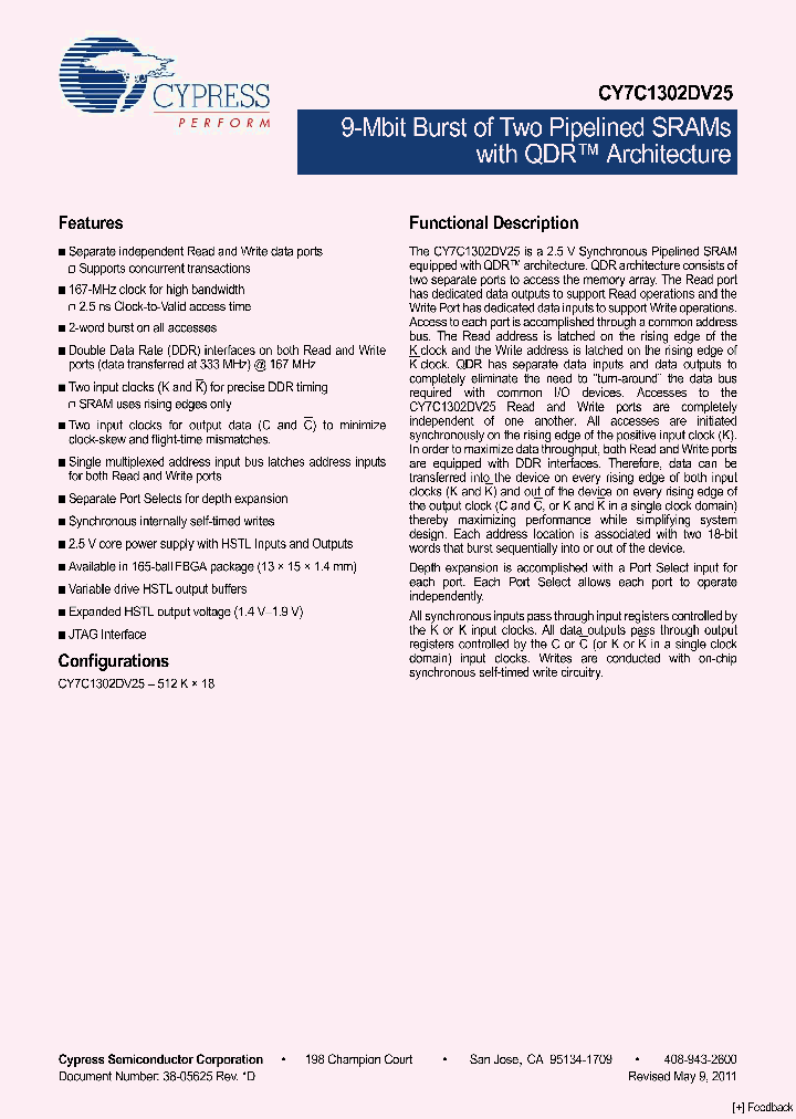 CY7C1302DV25_1287435.PDF Datasheet