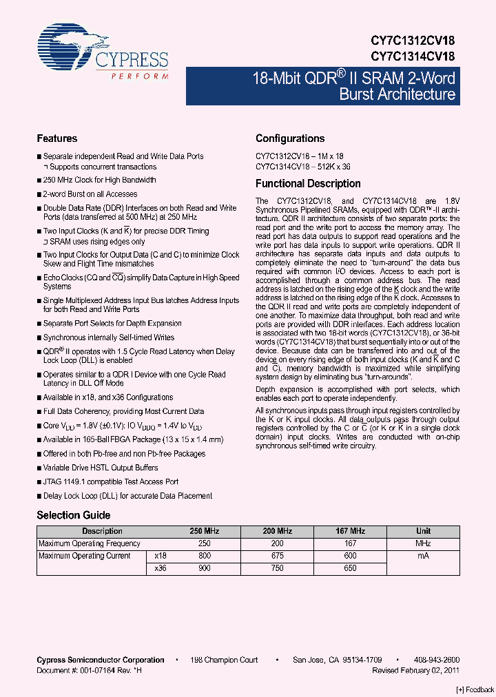 CY7C1314CV18-200BZI_1293925.PDF Datasheet