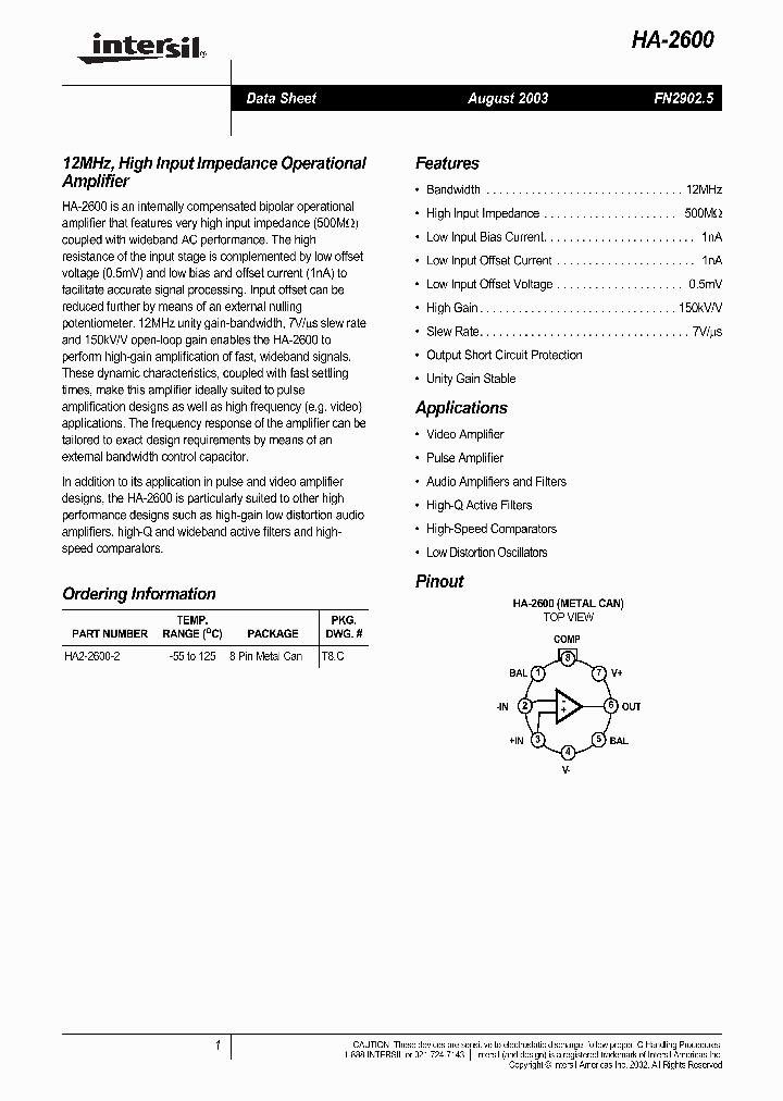 HA-2600_1310931.PDF Datasheet