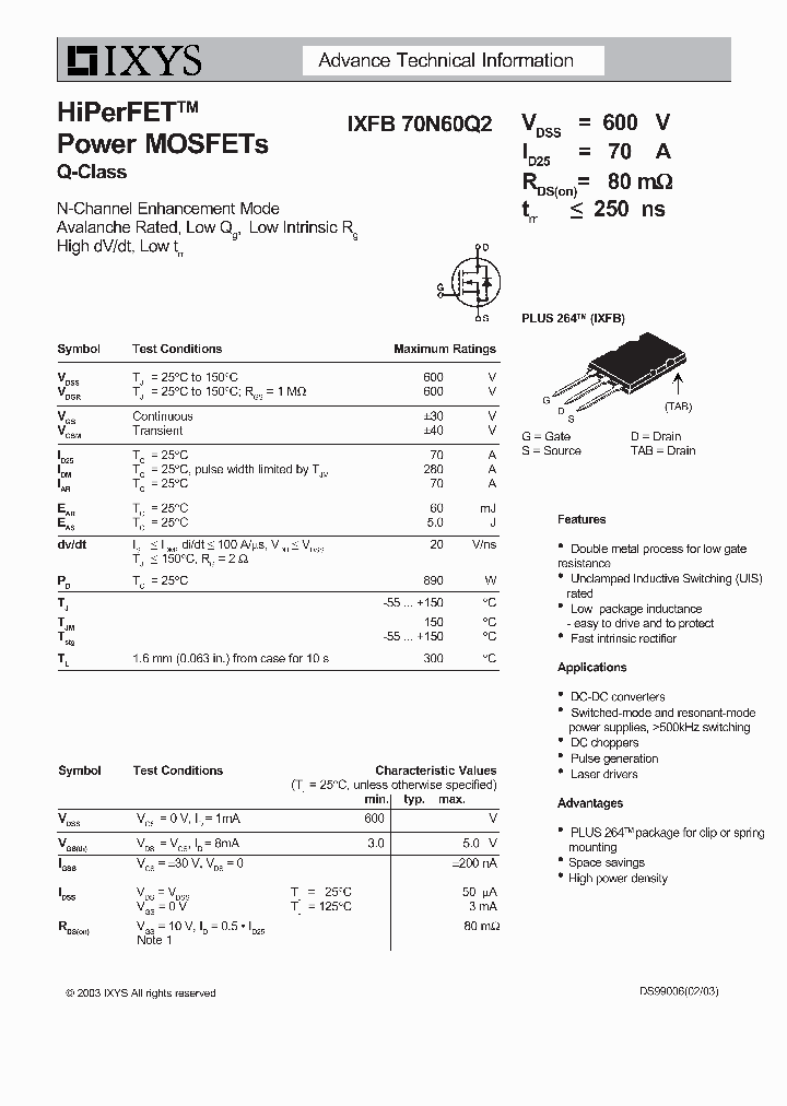 IXFB70N60Q2_1311888.PDF Datasheet