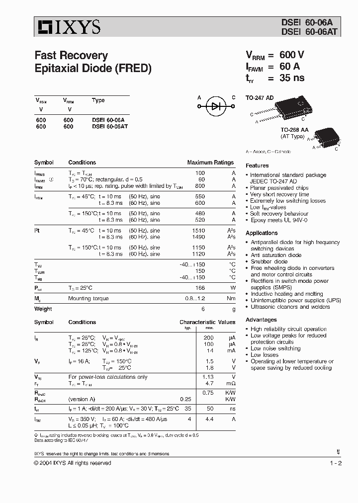 DSEI60-06A_1312136.PDF Datasheet