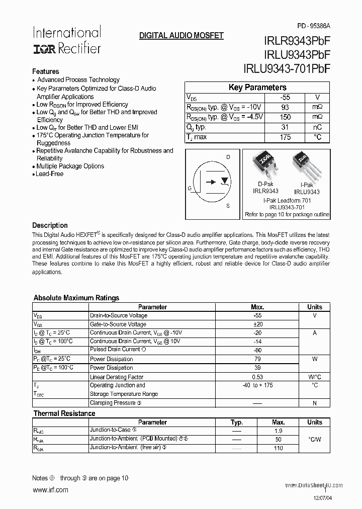 IRLU9343-701PBF_932762.PDF Datasheet