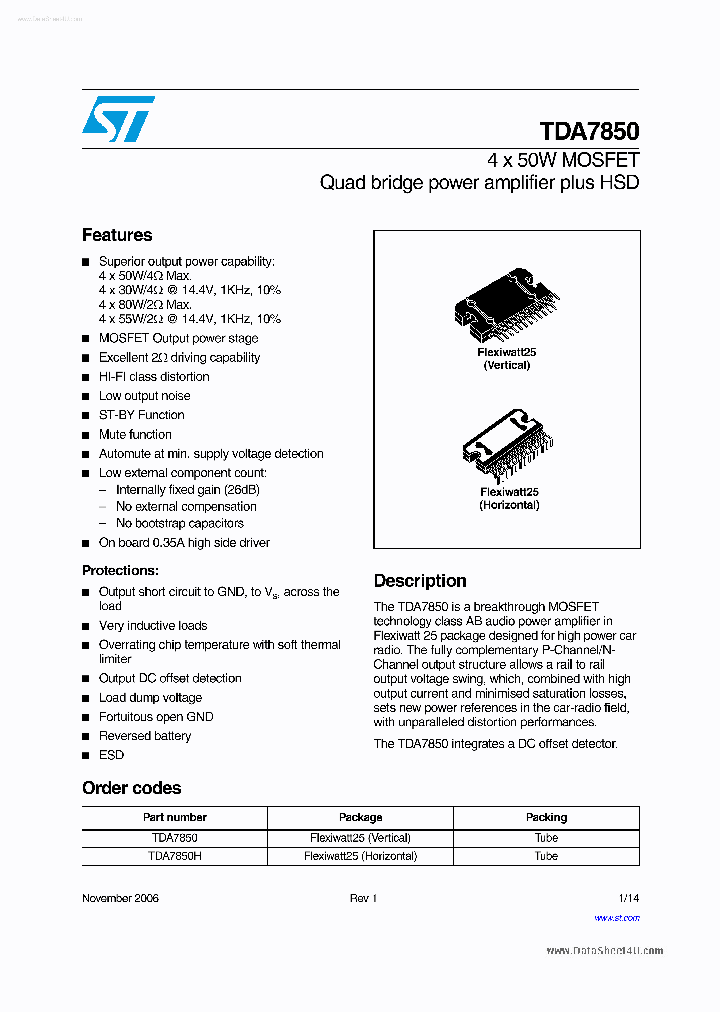TDA7850_934035.PDF Datasheet