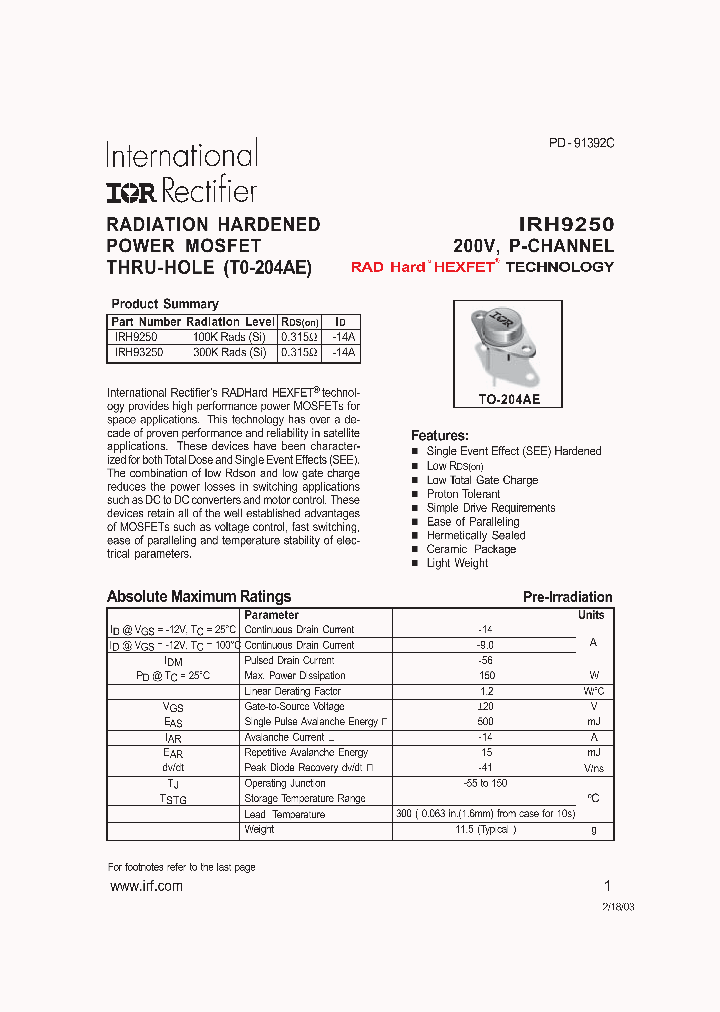 IRH9250_1319608.PDF Datasheet