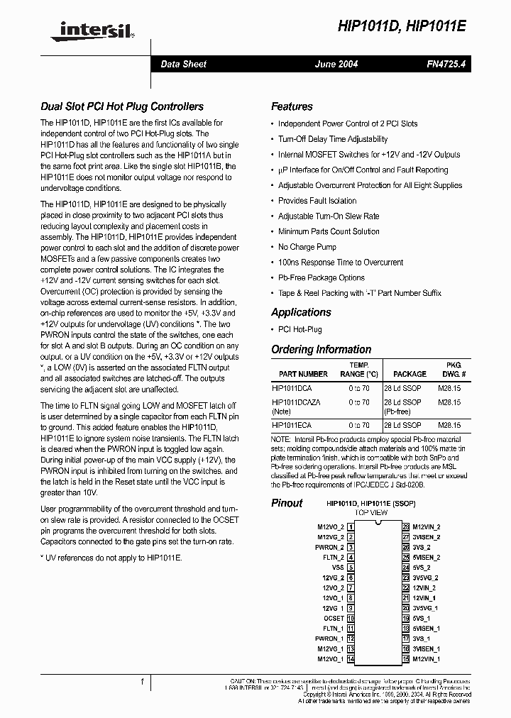 HIP1011E_1321647.PDF Datasheet