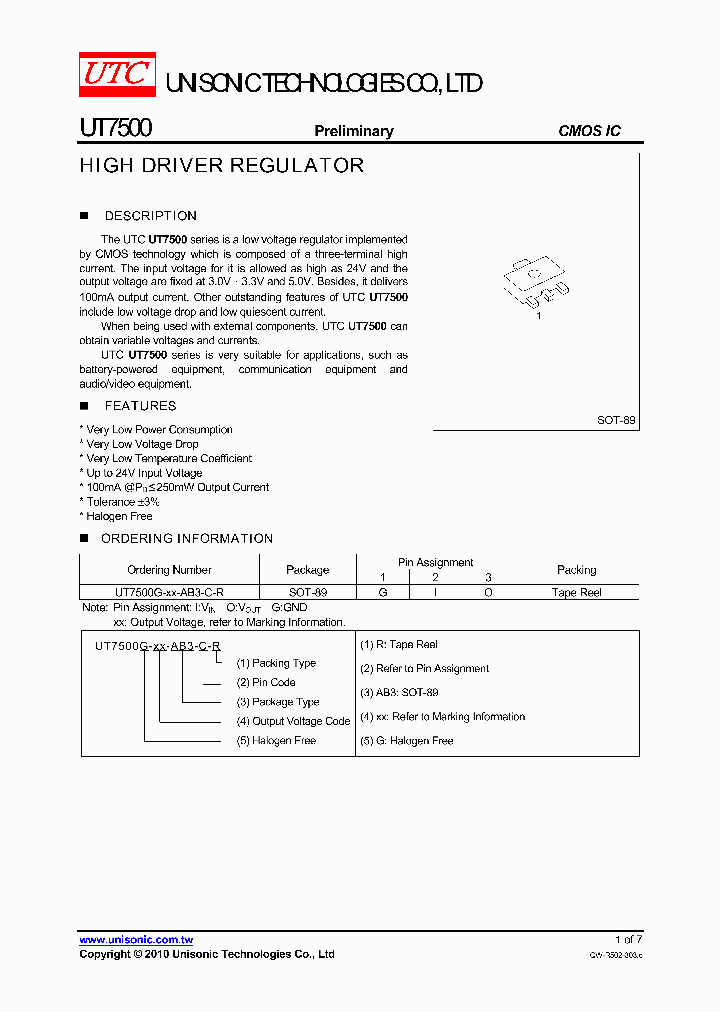 UT7500G-XX-AB3-C-R_1342373.PDF Datasheet