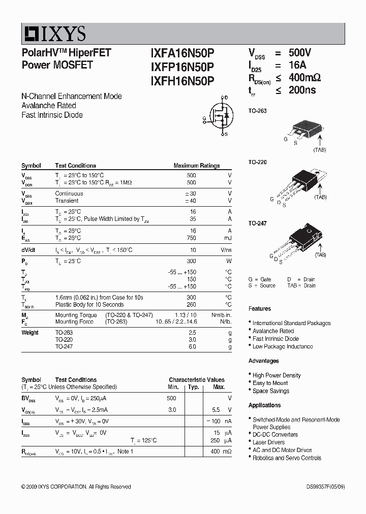 IXFH16N50P_1346543.PDF Datasheet