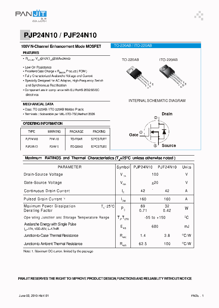 PJF24N10_1347086.PDF Datasheet