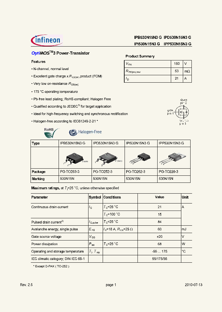IPD530N15N3G_1361799.PDF Datasheet