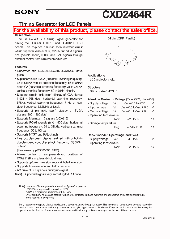 CXD2464R_1372741.PDF Datasheet
