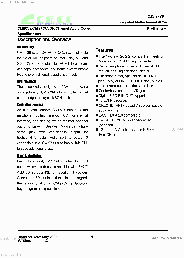 CMI9739A_1047523.PDF Datasheet
