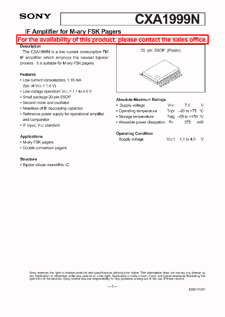 CXA1999N_1400213.PDF Datasheet