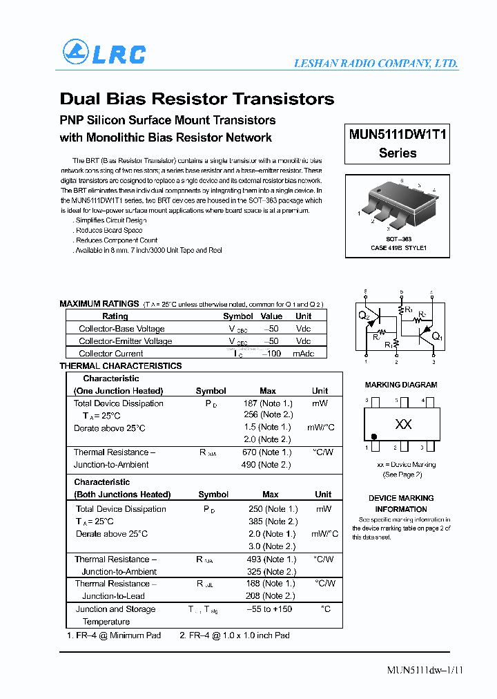 MUN5111DW1T1_1073366.PDF Datasheet