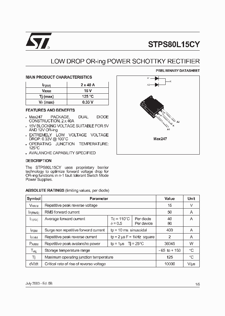 STPS80L15CY_1375320.PDF Datasheet
