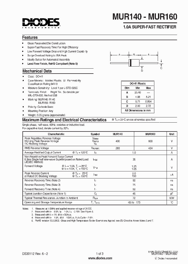 MUR160_1171691.PDF Datasheet
