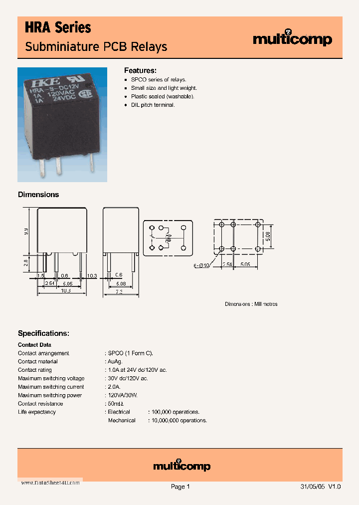 HRA-S-DC12V_1218182.PDF Datasheet