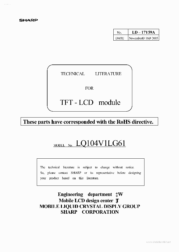LQ104V1LG61_1227469.PDF Datasheet