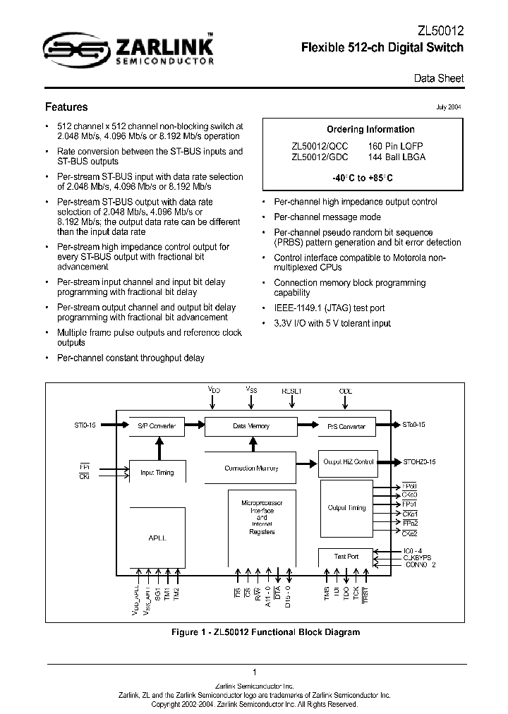 ZL50012GDC_1384507.PDF Datasheet