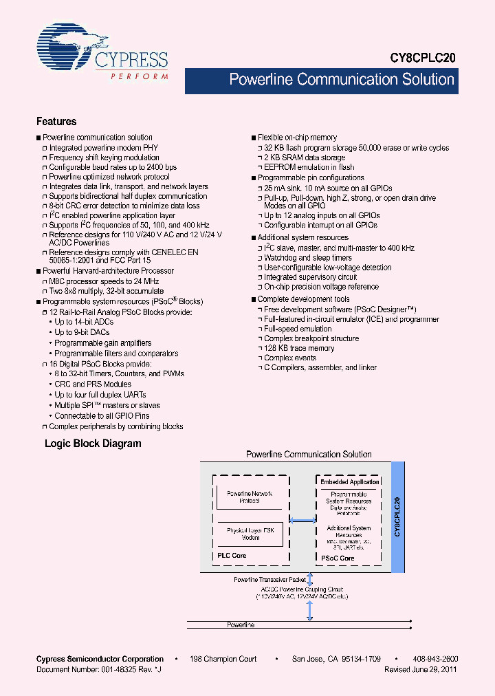 CY8CPLC20_1386507.PDF Datasheet