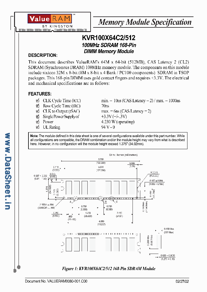 KVR100X64C2512_1232613.PDF Datasheet