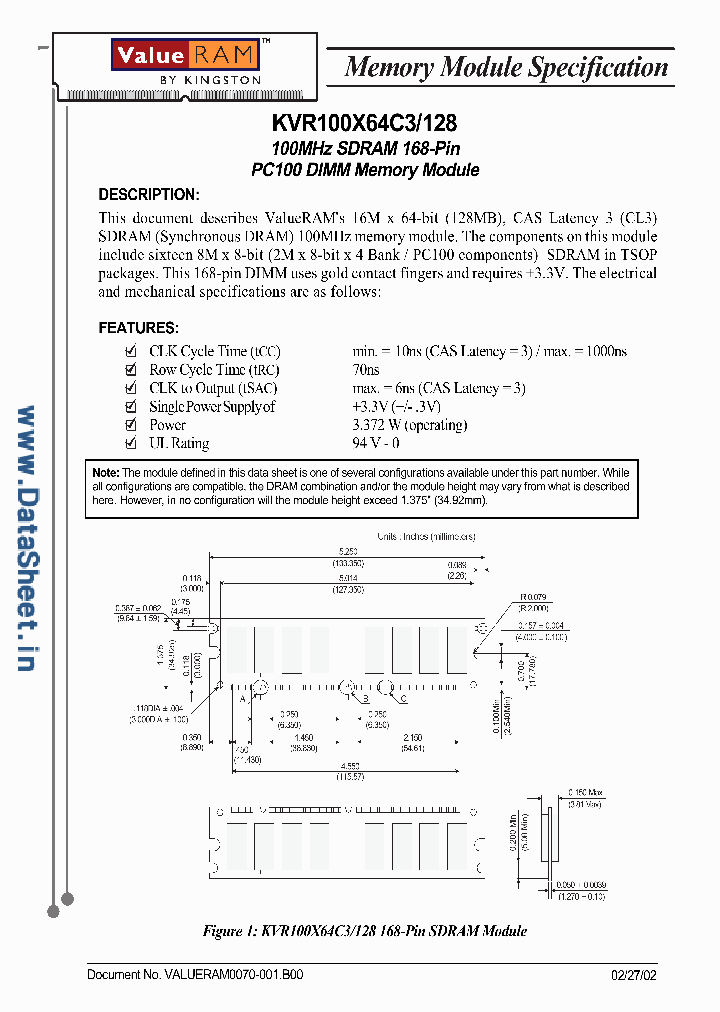 KVR100X64C3128_1232618.PDF Datasheet