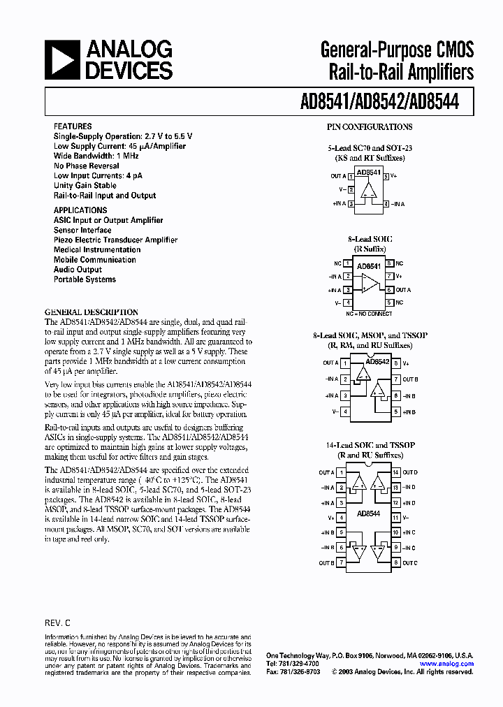 AD8541_1410119.PDF Datasheet