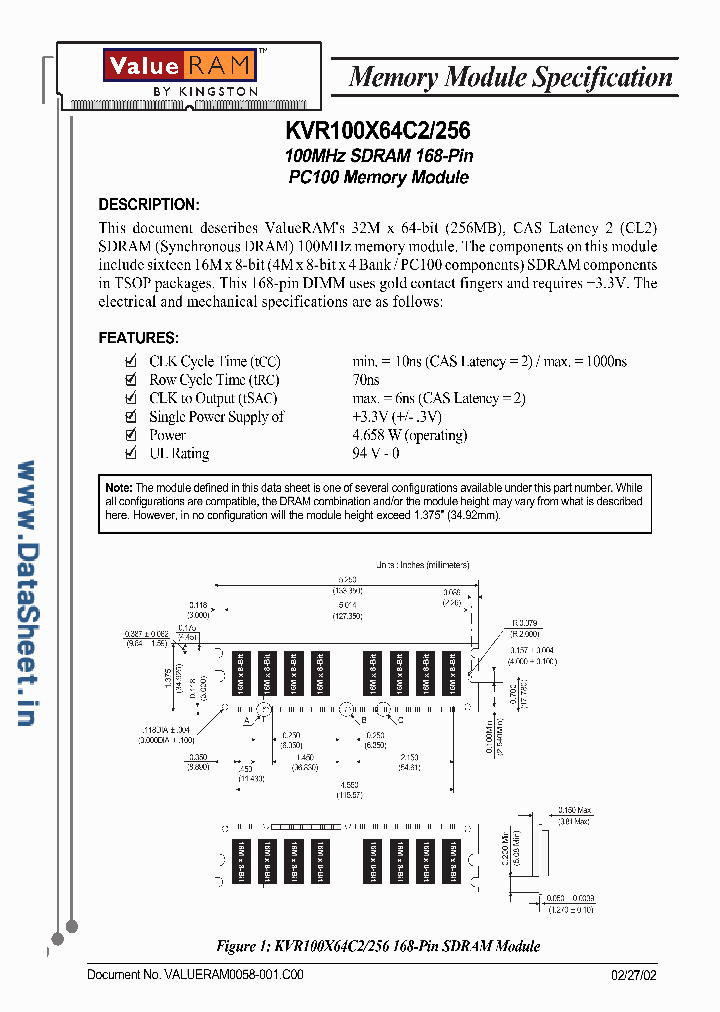 KVR100X64C2256_1232611.PDF Datasheet