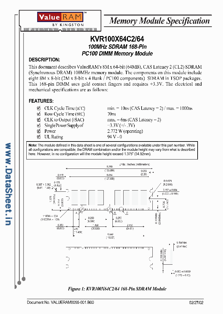 KVR100X64C264_1232615.PDF Datasheet
