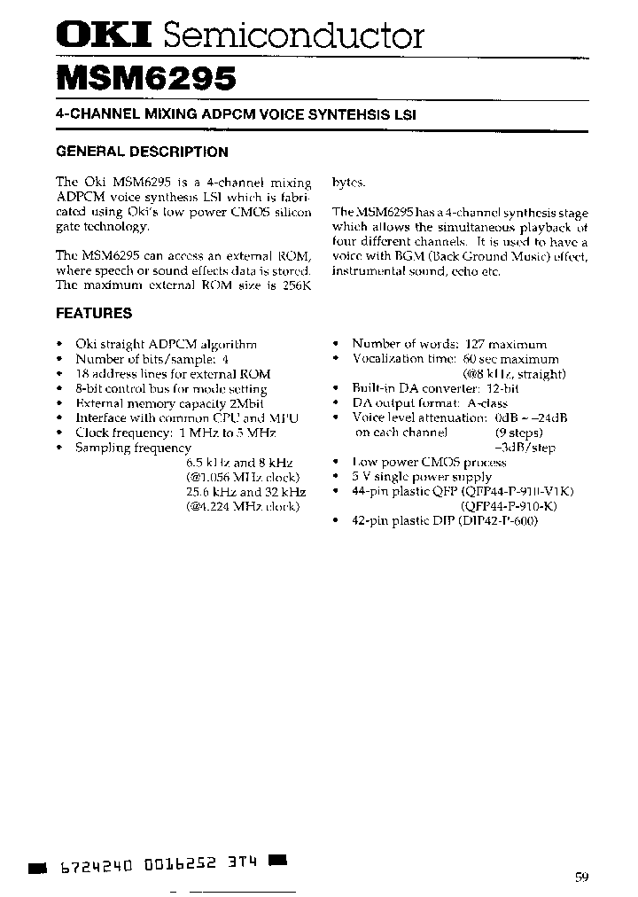 MSM6295_1237022.PDF Datasheet