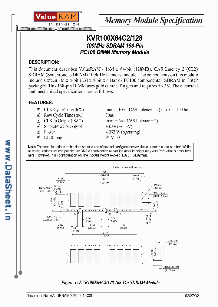 KVR100X64C2128_1232610.PDF Datasheet